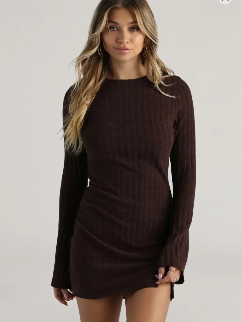 Windsor Casual Chills Long Sleeve Slit Mini Dress